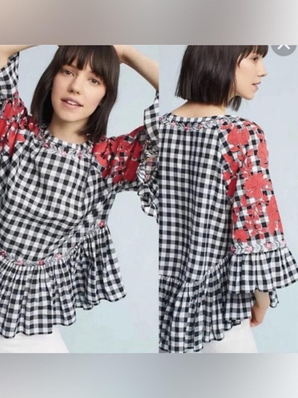 Anthropologie Pankaj & Nidhi Swing Floral Blouse